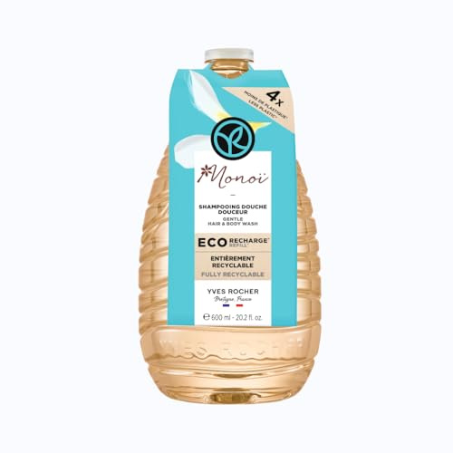 Yves Rocher Nachfüllpack Dusch-Shampoo Monoï 600ml | Recycelbares Format | Natürlich, Sulfatfrei & Feuchtigkeitsspendend Duschgel