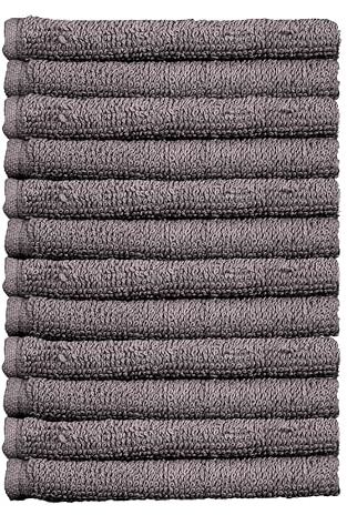 SweetNeedle Face Cloths Washcloth Fingertip Towels Set 30x30 cm 100% Cotton, Extra Absorbent, Premium Quality, Soft, Long lasting Fannel for Bath, Face Wash, Salon, Gym, Spa (12 Pack, Charcoal Grey)