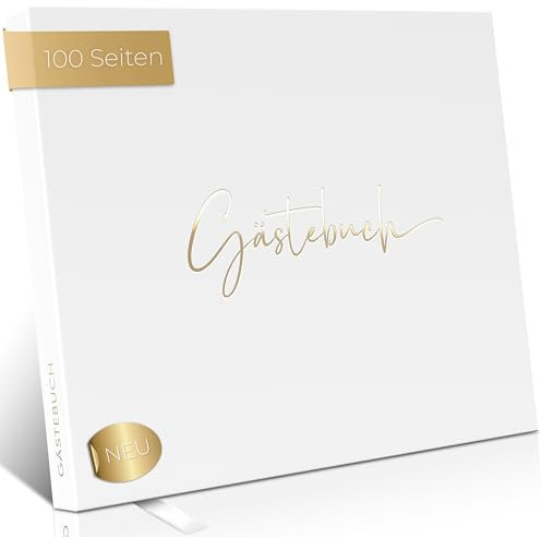 Love Notes Gästebuch Hochzeit, Geburtstag & Jeder Anlass [100 Blanko Seiten] Hochwertiges Gästebuch für unvergessliche Erinnerungen, Edle Gold Prägung, 21x23 cm, Ringbuch Hardcover (Weiß)