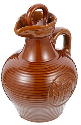HOLIDYOYO Clay Pitcher for Wine Making Ceramic Jug Portable Serving Pot Comfortable Handle Great for Restaurant