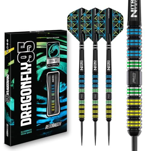 RED DRAGON Darts - Dragonfly 95 26g - 95% Wolfram Professional Stahlspitze Dart-Set mit Dart Flüge und Dartschäfte