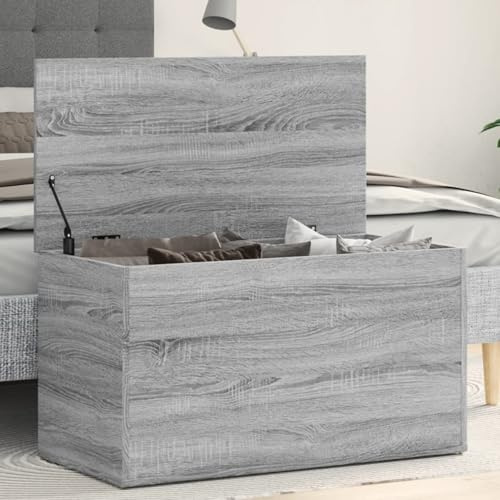 Festnight Cassapanca Contenitore, Baule da Interno, Cassapanca Contenitore Legno, in Legno Ingegnerizzato Grigio Sonoma 84x42x46 cm