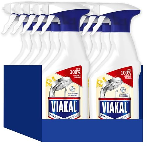 Viakal Vinegar Action Cleaning Spray 10 x 500ml, To Remove Up To 100% Of Limescale With Anti-droplet Technology