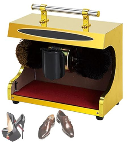Cireuse à chaussures électrique, cireuse à chaussures automatique, cireuse à chaussures horizontale à induction, idéale pour les familles, les hôtels, les banques et les commerces,Yellow