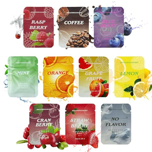 10 andningsmotstånd bomullskärna-set, rökfri, sluta röka, rökfri cigarett, rökarvänjning, 10 smaker (mynta, kaffe, orange etc.) 8 x 6 cm, för andningskedja och ångestdämpande