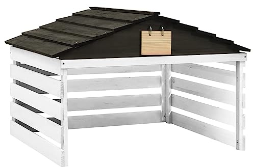 Caseta de cortacésped robótico blanco y negro 78x74x54 cm abeto,Casa y jardín,Jardín,Accesorios para maquinaria de jardinería,Accesorios de cortacéspedes,Fundas para cortadoras de césped-315300
