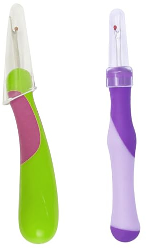 2 Pcs Unpicker Sewing Tool,Professional Seam Ripper,Stitch Unpicker Tool,with Safety Caps,for Sewing Crafting Knitting Embroidery (Purple/Green)