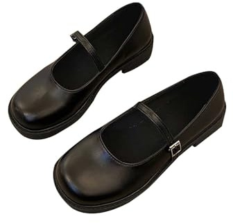 Dam Mary Jane-skor, blockklack, pumps med klack, bekväma ballerina-skor, eleganta kvällsskor, spänne, fritidsskor, mjuka, bekväma slip-skor, lätta halvskor, enfärgade, dansskor