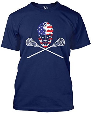 USA Crossed Lacrosse Sticks & Helmet - Lax Bro Men's T-Shirt (Navy, Medium)