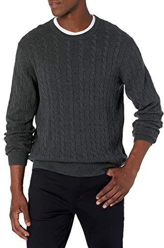 Amazon Essentials Men's Crewneck Cable Cotton Jumper