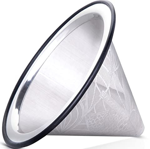Filtro de Cafetera Apace Living - Acero Inoxidable Reutilizable de Base Metálica Ancha - Ideal para Chemex Bodum y Cafeteras Similares - Filtro sin Papel para Elaboración Sostenible del Café