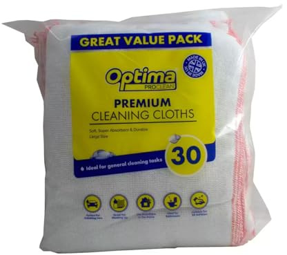 Optima Pro Clean Large White Dishcloths - 30 Pack