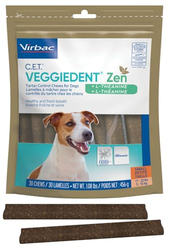 C.E.T. Veggiedent Fr3sh & Zen Plaque and Tartar Control Chews for Dogs, S