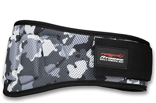 Gewichthebergürtel (+ Trainingspläne) Fitnessgürtel für Bodybuilding, Krafttraining, Gewichtheben und Crossfit Training - Weightlifting Belt für Damen und Herren (M, Weiß-Camo)