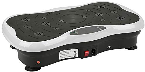 Vibrationsplatte mit Ultra Leiser Motor, 95 Stufen und 5 Trainingsprogramme, mit Fernbedienung, Trainingsbänder, LCD-Display, fur Ganzkörpertraining Fett Verlieren, Bis 120KG (Schwarz Weiß)