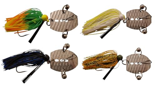 Chatterbait från Twin-Turner®, set om 4 st, betestillverkning sedan 2004, konstgjort bete, spinndrag, blinkers, fiskedrag för öring och mycket mer (4 gånger – strukturerad yta – jigghuvud med skallor)