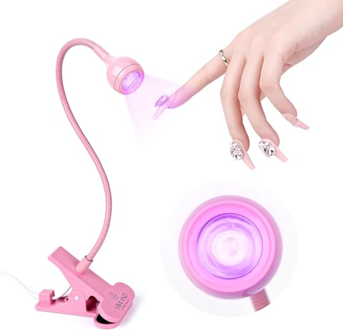 Saviland UV Lampe für Gelnägel - Flexibles Design Mini LED Nagellampe mit Sicherungsclip, Drehbarer Nageltrockner Nail Art Led Lampe Nägel zum Aushärten von Gel UV Led Lampe für Gelnägel (3W Rosa)