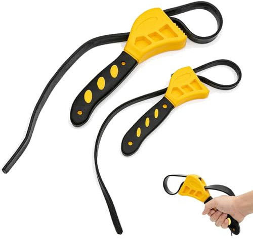 GETFACAI 2PCS Universal Adjustable Rubber Strap Wrench - Oil Filter Spanner with Tighten and Loosen Function