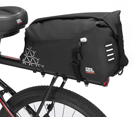 KEMIMOTO 100% wasserdichte Fahrradtasche Gepäckträger, 22L erweiterbare Gepäckträgertasche, Mehrere Fächer, mit Tragegriff und Schultergurt, Fahrrad Taschen hinten