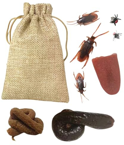Xijobido Articles de Farce et Attrape,Jeu Complet de Blagues Malicieuses | Jouets à Blagues Gadgets Faux Cacas Insectes Poisson d'Avril Halloween