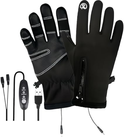 Uppvärmda handskar för män | 3 nivåer USB-uppladdningsbara unisex pekskärm handvärmare | handvärmande handskar – för skidåkning snowboard promenader pendling daglig trädgårdsskötsel skottning snö