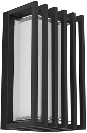 Eglo LED Outdoor wall Light Grottazzolina, Motion Sensor | rectangular porch lamp, outside lighting, aluminium louvre in black, warm - neutral - cool white, IP65