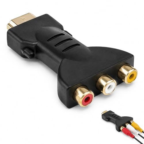 Kahdauw 1 adaptador HDMI a RCA,Convertidor HDMI macho AV 3RCA,Hembra Composite Video Audio a CVBS Compatible con TV DVD Proyector Multimedia con Conectores Rojo Blanco Amarillo.