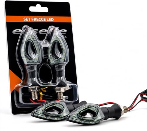 Esselle Parts Coppia Frecce LED Moto Universali 12 LED – Indicatori di Direzione Arancioni ad Accensione Immediata – Waterproof Plug & Play per Moto