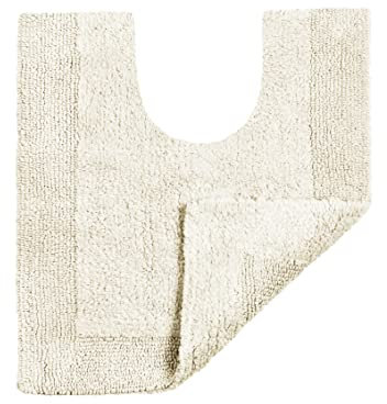 Allure Heavyweight Reversible Pedestal Toilet Mat, 100% Cotton, Super soft, Washable, Large Size 55cm x 55cm (Cream)