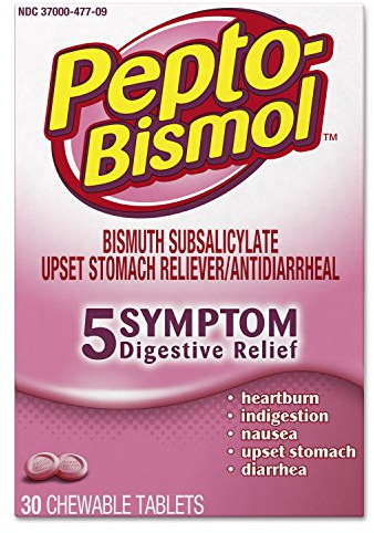 Pepto-Bismol Chewable Tablets, Original Flavor, 30/box, 24 Box/carton
