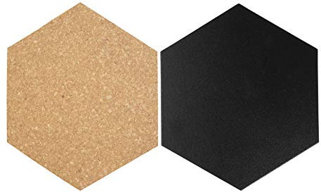 SECURIT - Ensemble 4 Tableaux Noirs + 3 Tableaux en Liège + Marqueur à Craie Liquide + Epingles - Ardoises Double Face - Dimension de Chaque Tableau 15,5 x 18 cm