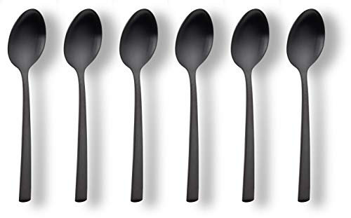 ECHTWERK EW-KS-1440 Mokkalöffel, 6-teiliges Löffel Set, für Kaffee und Tee, mit Matter Oberfläche, aus hochwertigem Edelstahl 18/10, modern und langlebig, Avelino-Black Edition, Stahl