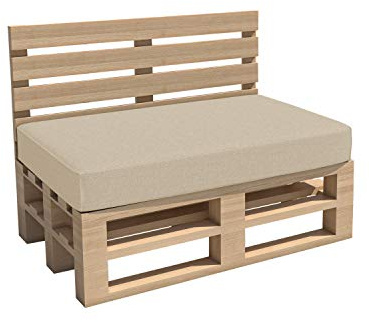 chilly pilley Coussins de jardin pour palettes - Pour l'intérieur et l'extérieur - Lavables - Coussins d'assise et de dossier amovibles (coussin d'assise 120 x 60 x 15 cm, crème)