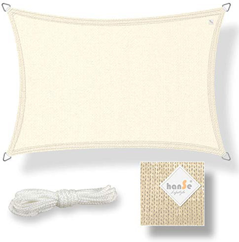 hanSe Voile d'ombrage rectangulaire - 2 x 3 m - En tissu PEHD - Résistant aux intempéries - Avec protection UV et protection solaire - Pour jardin, balcon et terrasse