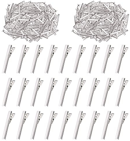 Sweet Lot de 200 pinces crocodile 4,6 cm, accessoires de bricolage pour coiffure et pointes de canard en métal