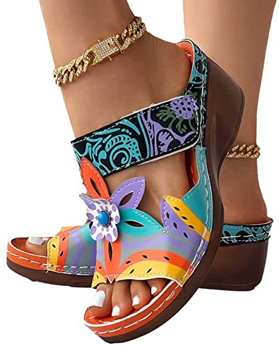 Azaz Sandales Compensées Orthopédiques Femme - Sabots Anatomiques D'Été Confortables - Chaussures De Plage Anti-Dérapant Respirant