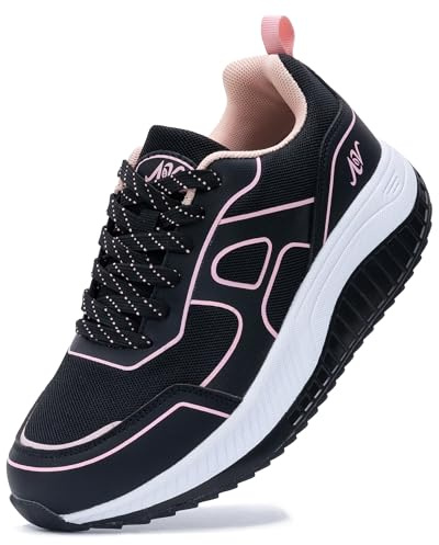 ZF ZEFUHER Women's Walking Shoes with Arch Support Orthotic Plantar Fasciitis Sneakers Tennis Running Shoes BlackRose 9