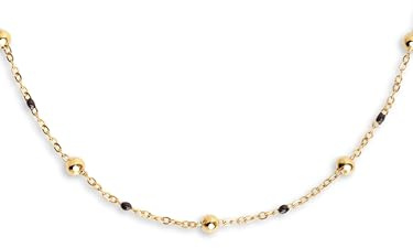 SINGULARU - Collar Dots L Black Enamel. Acero con Acabado Baño de Oro de 18Kt. Cadena de Largo Ajustable 40 cm. Joyas para Mujer