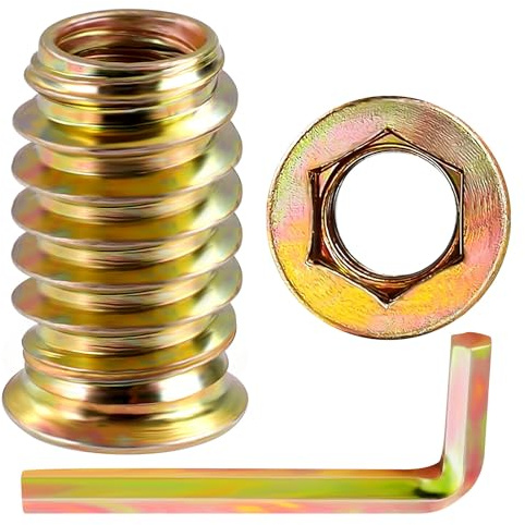 MewuDecor 3/8-16 Threaded Inserts for Wood Nutsert Furniture Screw-in Nut 25mm Length Hex Drive, 15 PCS