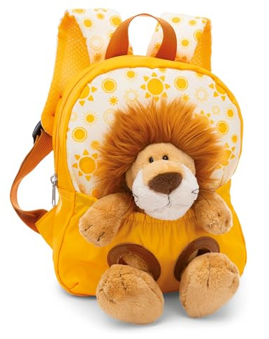 NICI Sac à Dos pour Enfants Jaune 2 en 1 avec Doudou Lion 25cm - Sac à Dos pour Enfants Filles & garçons, Dos Souple & Sangles réglables - 49850