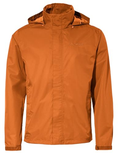 VAUDE Escape Light Regenjacke Herren wasserdicht – Leichte 2-Lagen Jacke mit verstaubarer Kapuze, winddicht und atmungsaktiv, kumquat,L