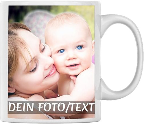 2 Bilder Tasse & mit 2 Fotos Text bedrucken Lassen - Personalisieren