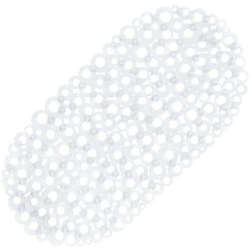 WELTRXE Bath Mat Non Slip Anti Mould, 69x35cm Oval Clear PVC Bathtub Mat, Ring Pattern Shower Mat for Inside Bath, Non Slip Bath Tub Mat with Suction Cups, Quick Drain, Machine Washable