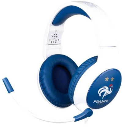 Konix FFF Cuffie gaming circumaurali con cavo PC, PS5, Switch 2 e Xbox Series X|S - Microfono - Cavo 1,5 m - Jack 3,5 mm - Bianco e blu