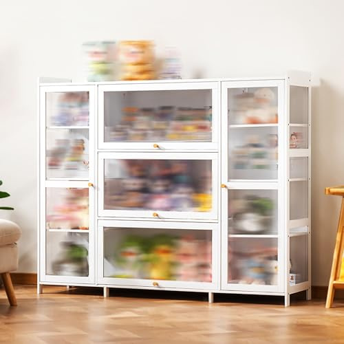 FVTVHEV Vetrina per Collezione in Acrilico vetrina Soggiorno vetrinetta vetrina espositiva per collezionismo Facile da Montare Adatto per uffici, soggiorni e camere da Letto (Bianco)(135cm)