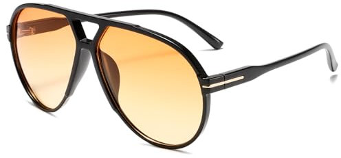 YAMEIZE Retro Pilot Sunglasses for Women Men Oversized 70s Pilot Vintage Sunglasses Double Bridge Retro Square Glasses UV400 Protection