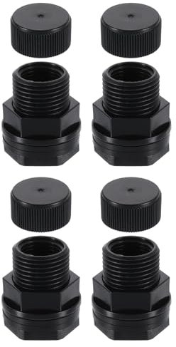 sourcing map 4 piezas de mamparo con enchufe, conector de tanque de agua NPT de 1/2 pulgada x 3/4 pulgadas GHT para adaptador de manguera de jardín, tanque de agua, acuarios, color gris