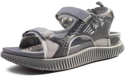 KuaiLu Womens Orthopedic Walking Sandals Comfortable Arch Support Plantar Fasciitis Relief Sport Recovery Chunky Cushion Adjustable Strap Summer Outdoor Beach Vacation Athletic Water Shoes Grey Size 9