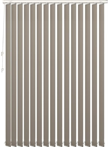 PANDAHOME Estor Vertical Helsinki 100 % poliéster, Lamas pivotantes para Control de luz, fácil Montaje con Kit y Barra Ajustable, Ideal para Ventanas Grandes. Blanco, Topo o Gris, hasta 250x260 cm.