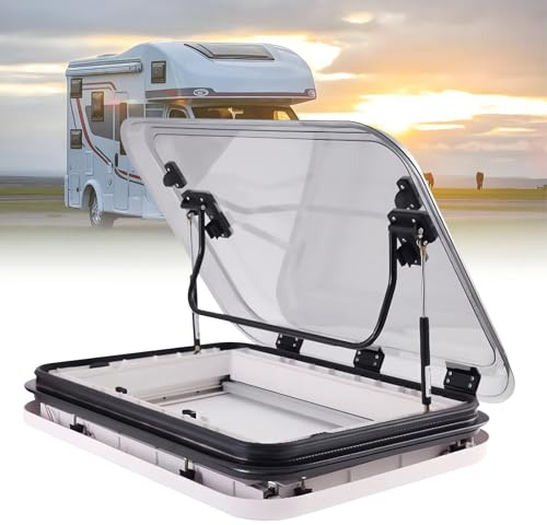 Ventilación de Techo para Caravana, Techo Corredizo para Caravana Grande, Kit de Ventilación para Ventana de Techo con Luces LED, Tragaluz Universal para Autocaravana, con Redes y Parasol,800*500mm